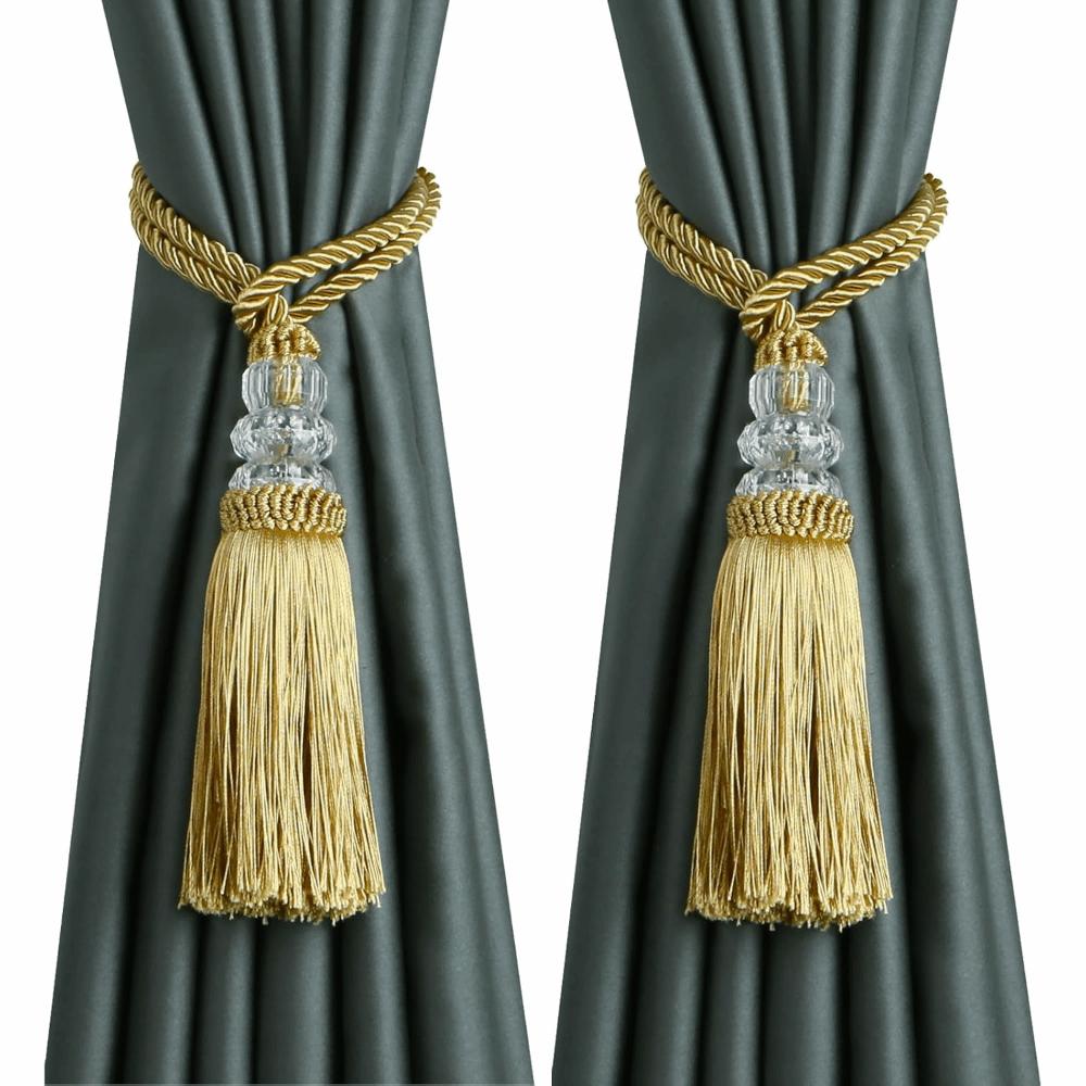 2 Pcs Vintage Curtain Tiebacks Elegant Handmade Curtain Holdbacks Tassel Design Modern Style Draperies Hooks Home Decor