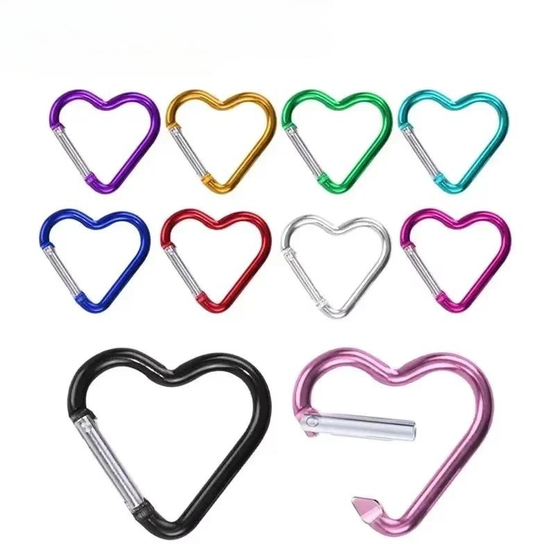 10 Piezas Mosquetón de Aluminio en Forma de Corazón Clip Llavero Gancho para Llavero para Exterior Hebilla Colgante para Botella de Agua Accesorios para Kit de Viaje