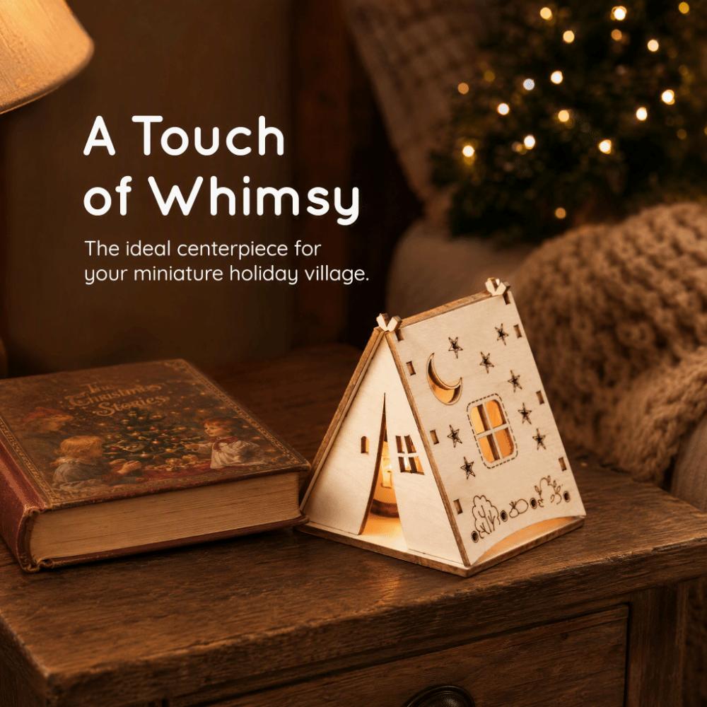 Moon Star Miniature Tent Prop Wood Mini Wooden House Creative Micro Landscape Decoration  Gift