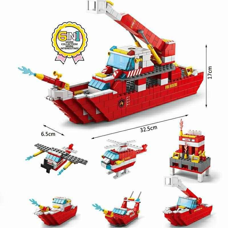 STEM Building Set Toy 1000pcs Fireboat  Construction Cruiser Building Toy for 6 Years Up Boys 25 Models Engineering