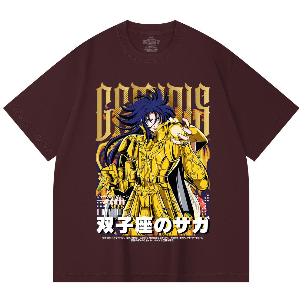 

230 Gsm 100% Cotton Saint Seiya V28 Gemini Print Unisex Heavy Cotton T Shirt 2XL