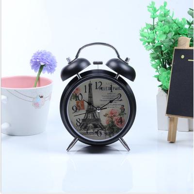 4-inch Metal European-style Spray Painted Tower Alarm Clock Night Light Creative Bell Modern Style Gift Watch