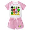 Kids' Summer Color Block Sports Set: Short Sleeve Tee & Hot Pants Two-Piece