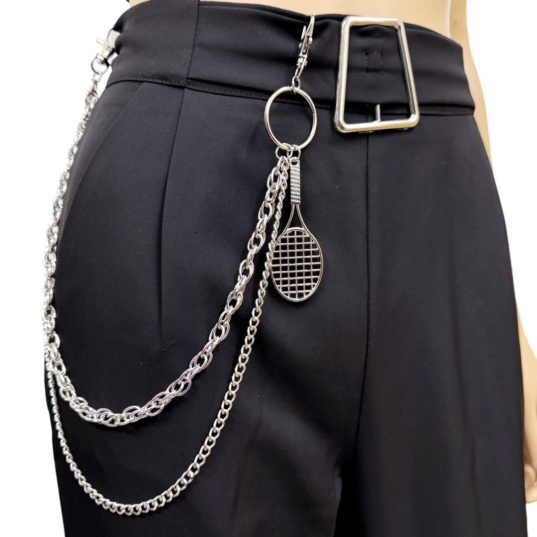Unisex Punk Metal Racket Pendant Pant Chain - Hip Hop Trendy Multi-layer Ornament