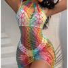 Colorful Stripes Sexy Lingerie Women Sleepwear Sexy Lace Night Dress Exotic Transparent Female Underwear Babydoll Erotic Adult Female Sex Game Costume