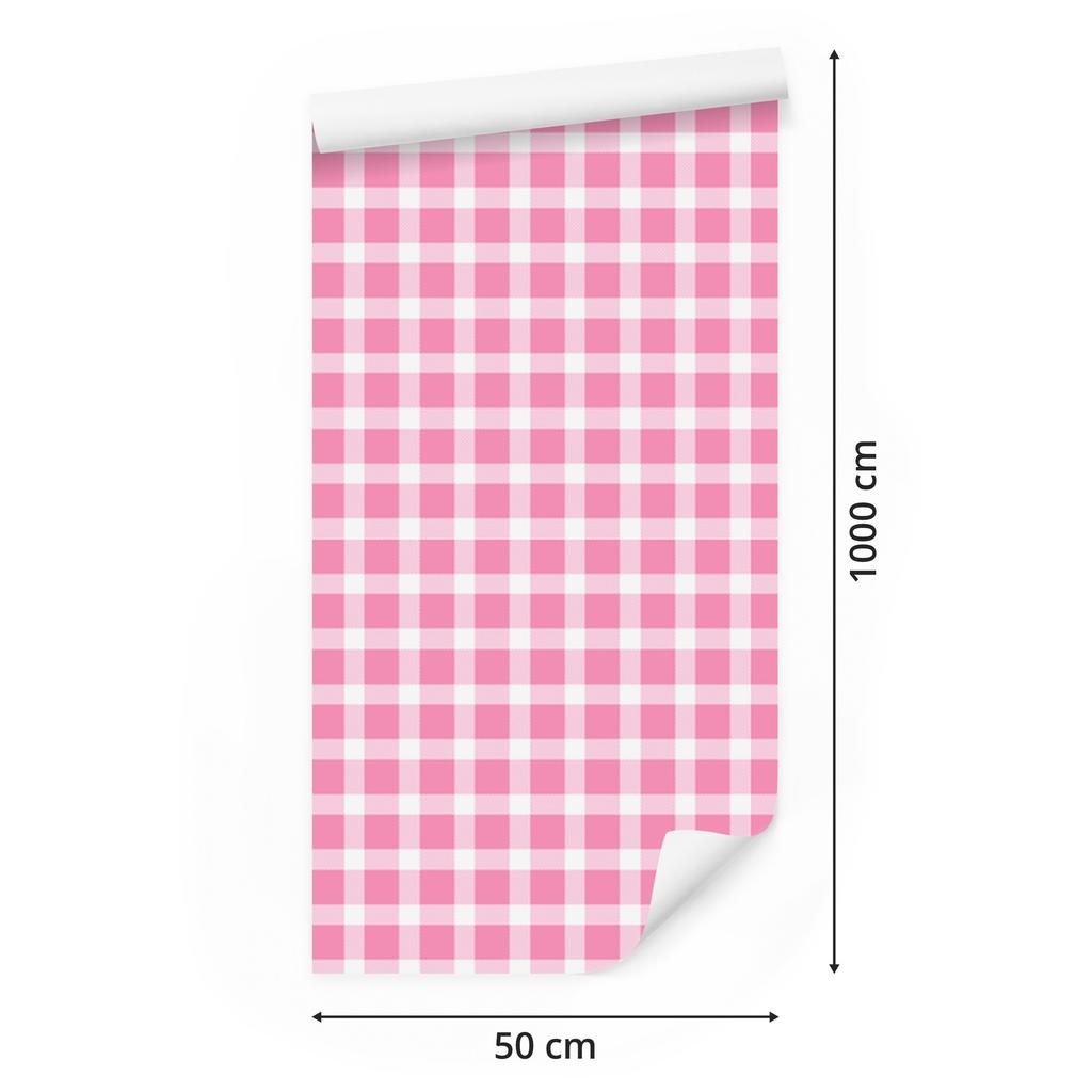 Pink Checkered Powder Pink Wallpaper for Living Room and Bedroom 50x1000
