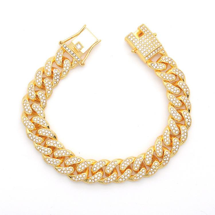 Cuban Bracelet, Hip-hop Street Couple Bracelet, Three-dimensional Micro Inlaid Hand Accessory 17CM