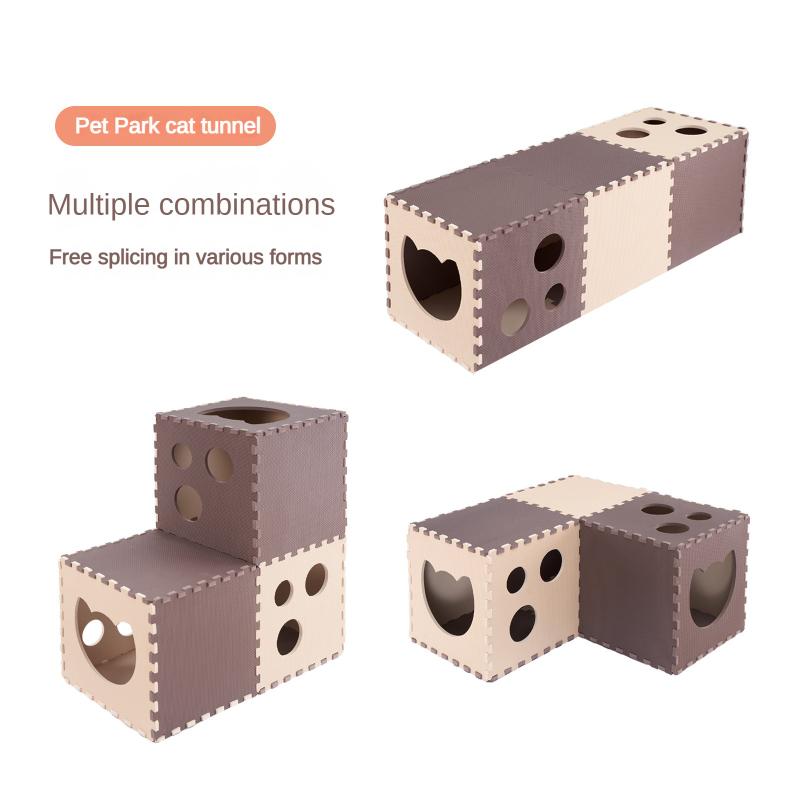 Double Layer Cat Tunnel Foldable Felt Cat Scratcher Board Casual Comfort Pet Litter Duplex House for Interactive Cat Play
