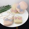 Summer Children's Straw Bag Bow Hat Set Sun Hat Basin Hat Messenger Bag Girls Shoulder Bag Change Bag