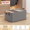 Houndstooth Foldable Quilt Storage Box with Lid - Large Wardrobe Bin for Clothes & Pants.