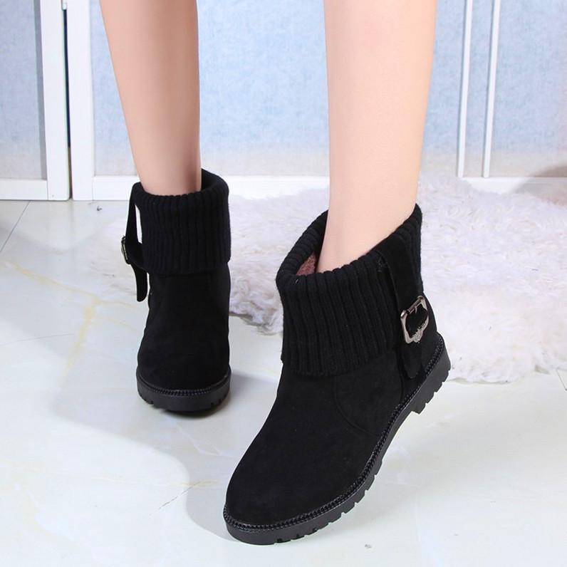Snow boots autumn and winter new round head wool mouth comfortable foot cover short boots