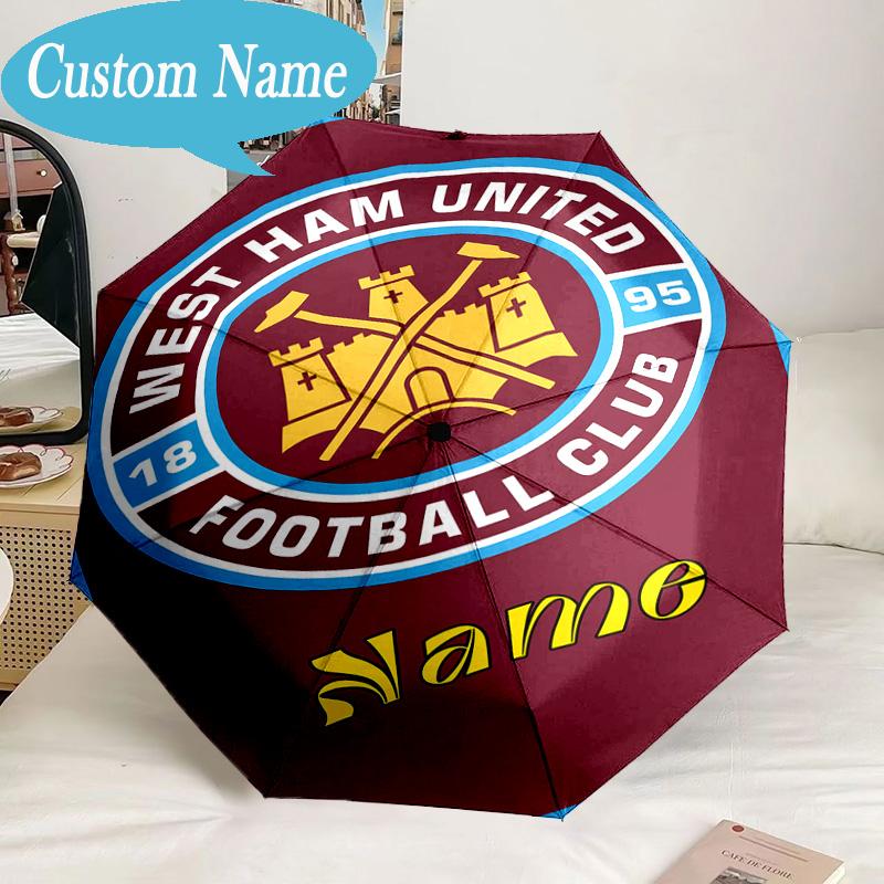 Custom Name Umbrella West-Ham Crest Umbrella 8-Frame for Travel, Camping, Casual Lightweight Portable, Essential for Family Gifts