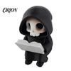 Black And White Skull Decor Dark Style Halloween Ornament, Mini 3D Printed Hooded Compact Desk Decoration Exquisite Details Sculpture, for Bookshelf
