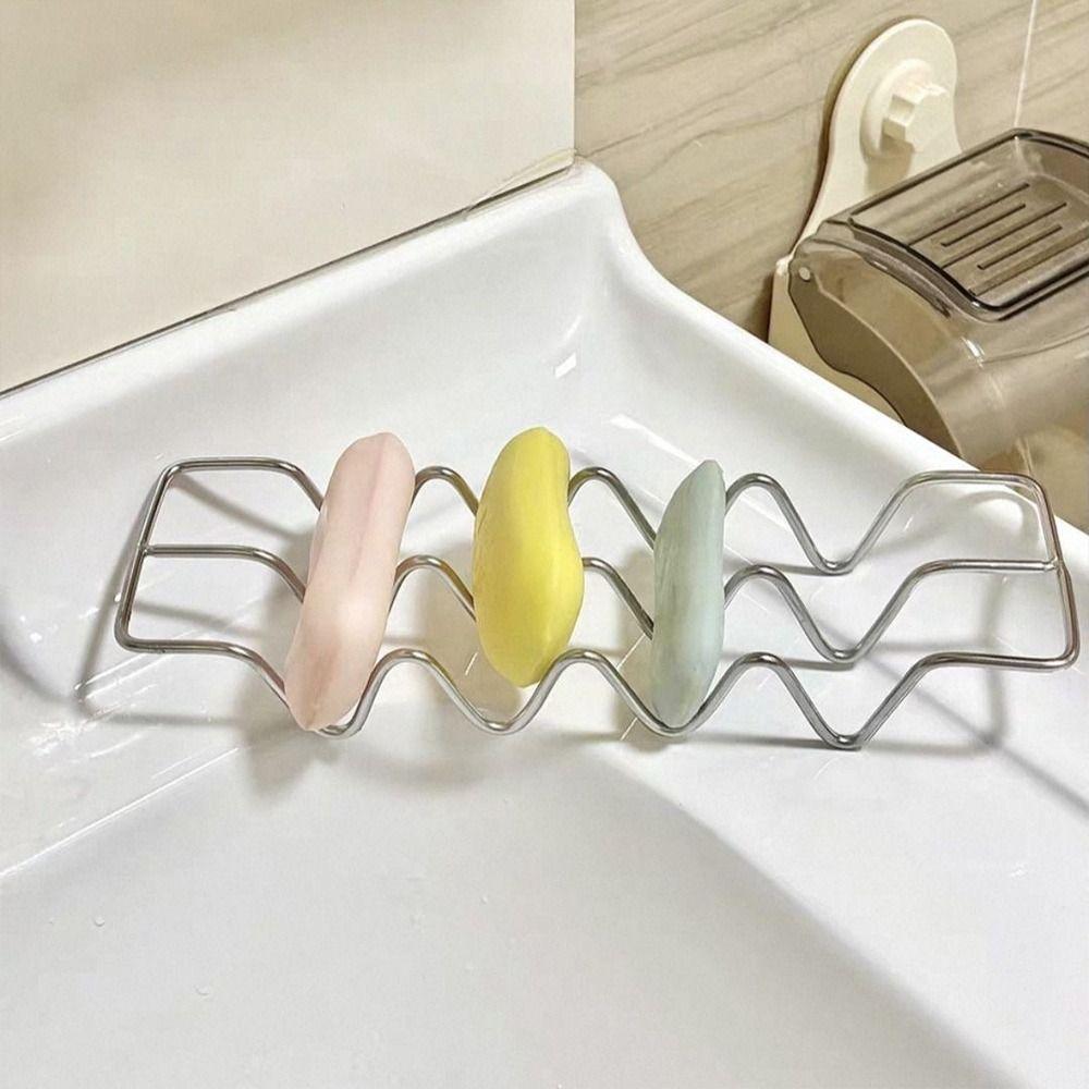 Minimalist Style Stainless Steel Soap Rack Moisture-Proof Waterproof Soap Holder Wall-Mountable Soap Dish Bathroom Use