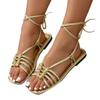 Casual Ankle Straps Strappy Shoes Flat Sandals Women's Woven Straps Open-toe Beach Flip-flops