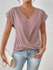 2026 Bestseller Solid V-Neck Short-Sleeve Women's T-shirt: Elegant Spring/Summer Style