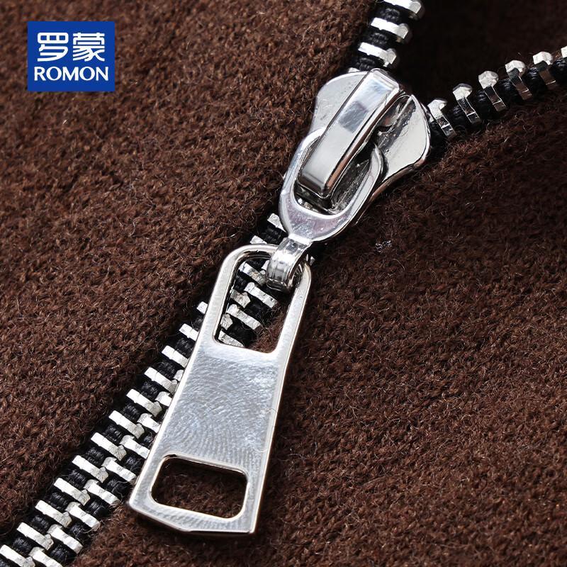 ROMON Men's Heavy 600G 100% Wool Zipper Cardigan