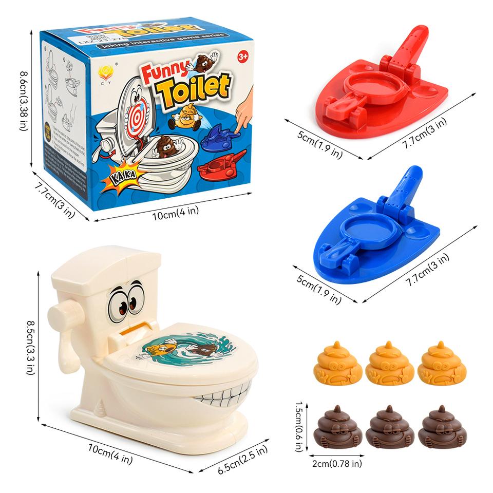 Mini Toilet Catapult Game Two Person Interactive Battle Poop Toys Stress Relief Funny Toilet Simulation Game for Kids Adults