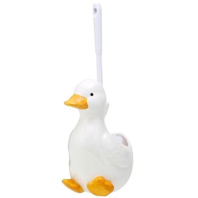 Sun Art Cute Goods [Lovely Pottery] Duck Toilet Brush Holder with Toilet Brush, 12.5cm Wide, White, SAN812