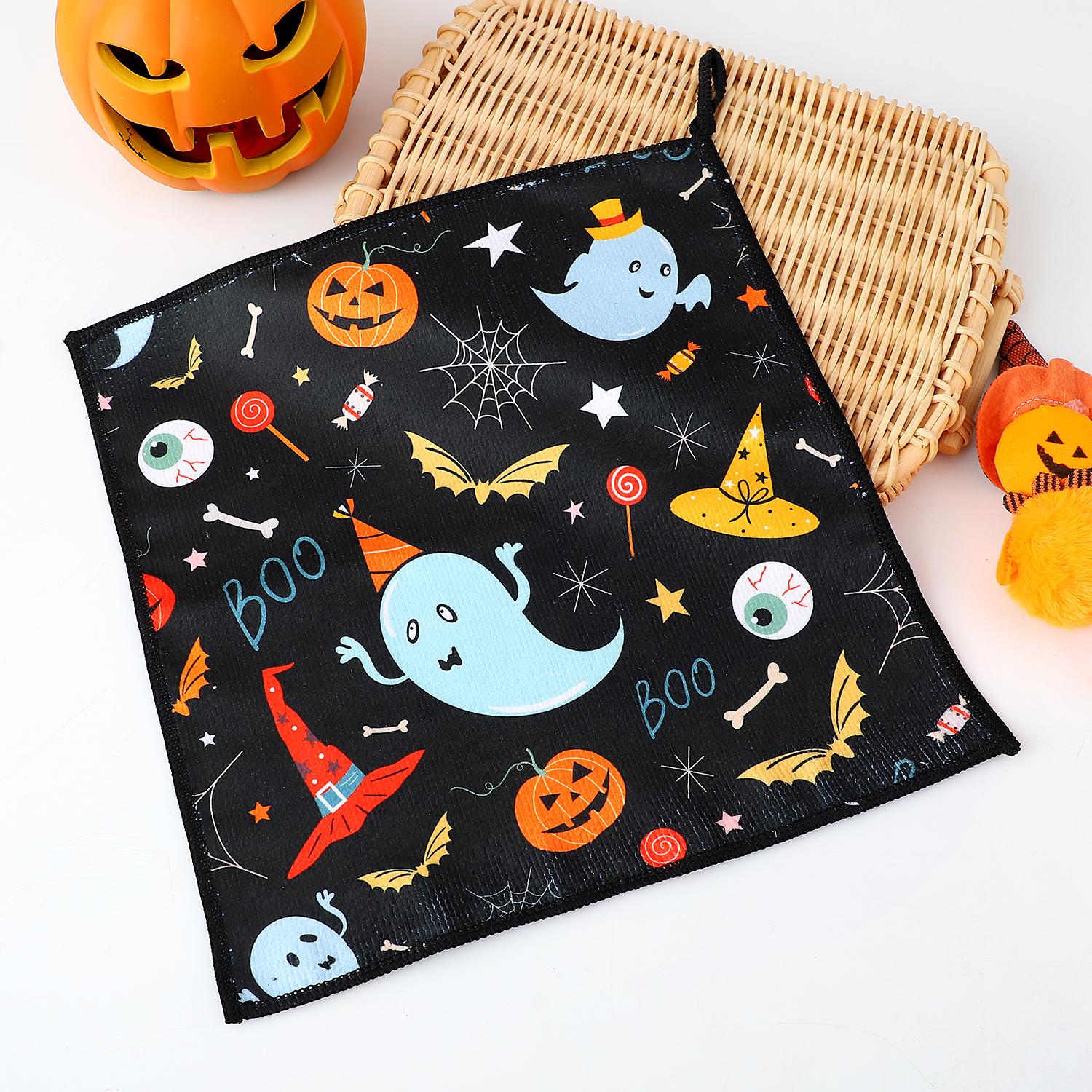 

Super Soft Polyester Halloween Kitchen Towels for Hand Dish Drying Pumpkin Motifs Machine Washable, Multi Towels for Home Decor