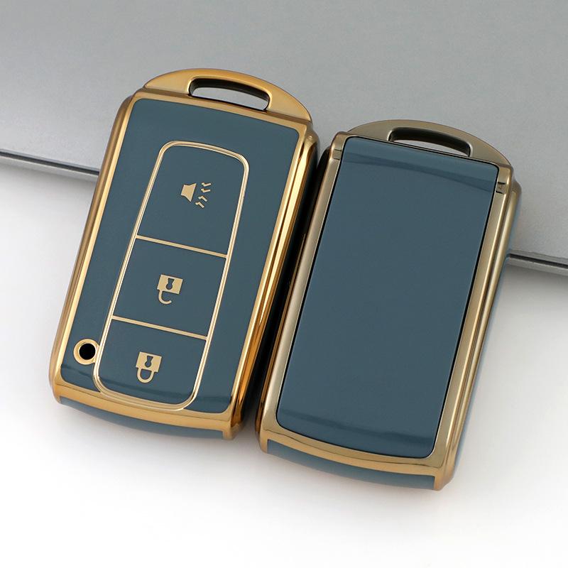 

Совместимый чехол для ключа для Toyota Crown 08, Prius 05, 07, 09, 2010 - Золотая окантовка, Хит продаж