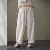 Women's Three-Season Retro Elastic Waist Wide-Leg Pants - Simple and Stylish In Raw Embryo Color