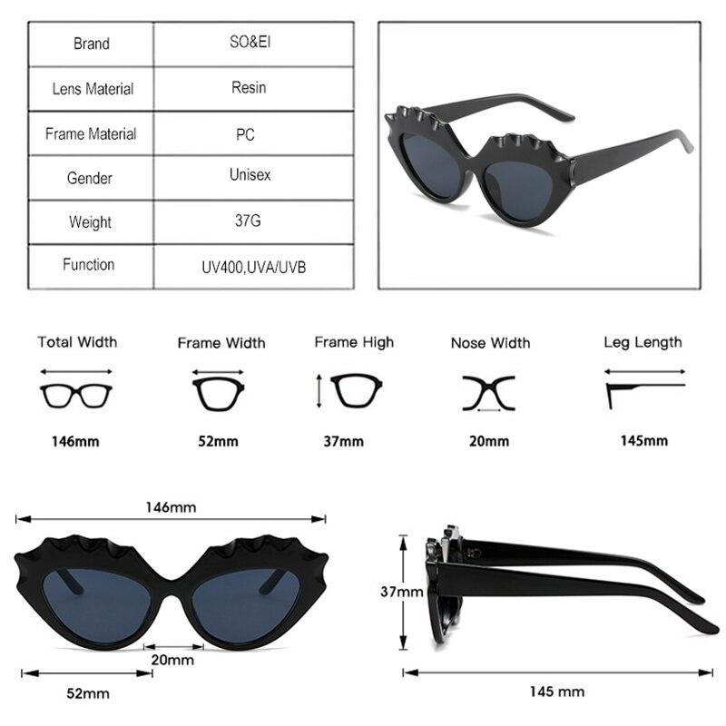 SO&EI Retro Irregular Cat Eye Kvinner Dobbelfarge Solbriller Mote Trending Menn Nyanser UV400 Gul Rosa Solbriller