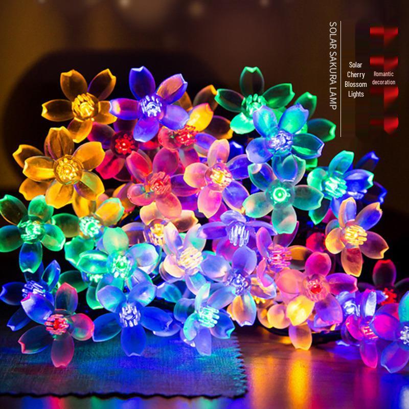 Outdoor Cherry Blossom Solar LED String Lights - Holiday & Courtyard Décor