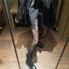 Medias de rejilla por encima de la rodilla con diseño floral de Lolita para colegiala, largas, adorables, estilo gótico, negro y blanco, estilo kawaii, disfraces de cosplay sexys.