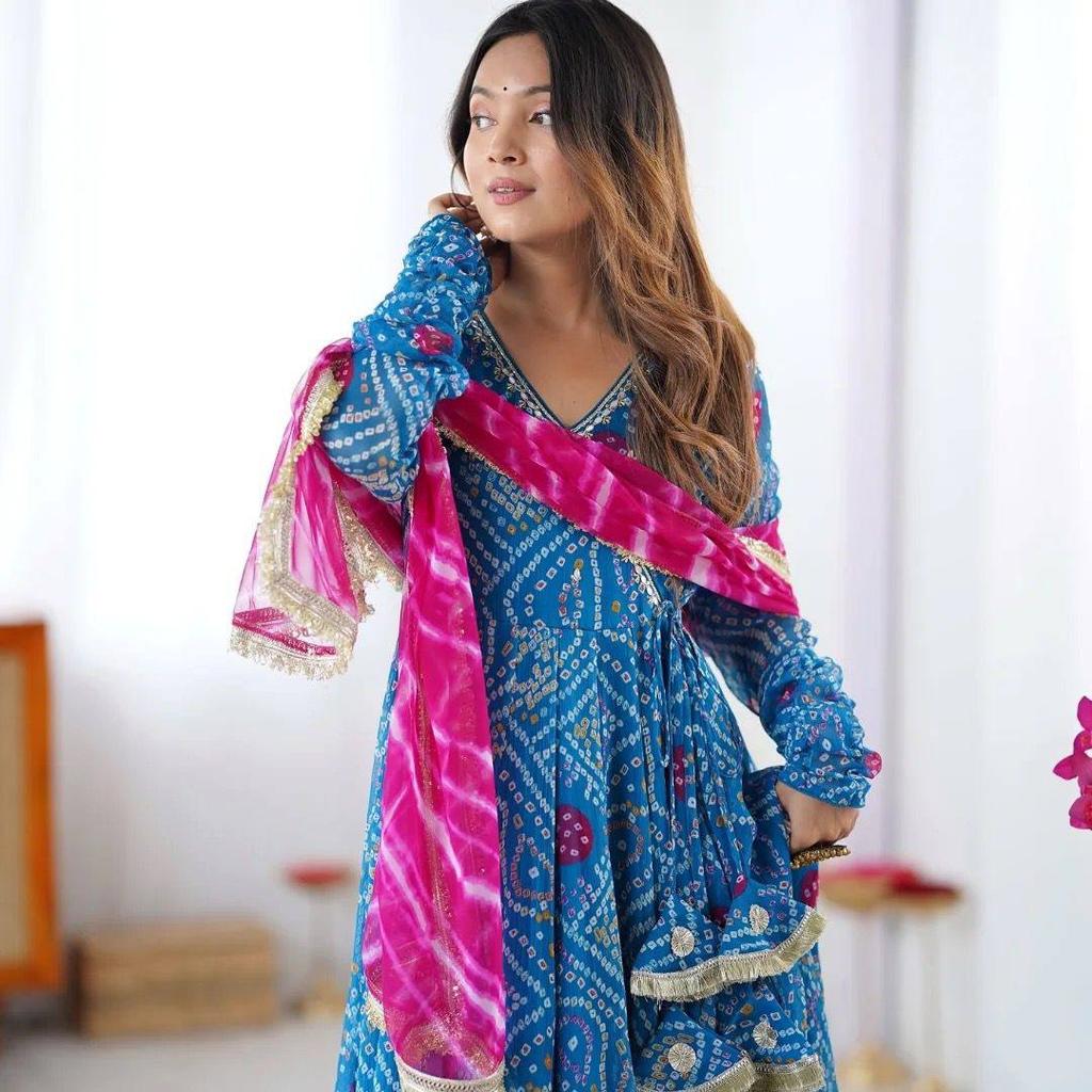 Bollywood Georgette Salwar Kameez Indischer Pakistanischer Designer Anarkali Ready to Wear Anzug Kleid