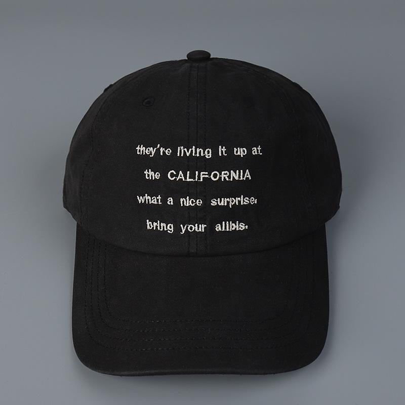 2026 Spring Summer New Korean Version Letter Embroidered Soft Top Curved Brim Sun Baseball Cap Washed Cotton Thin Sun Hat