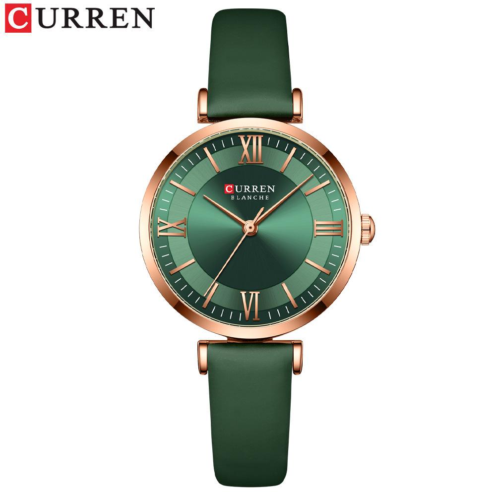 Curren 9079 Women s Casual Leather Strap Watch - Little Mermaid Edition темно-зеленого