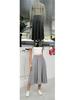 European High-Waisted Casual Midi Skirt - A-Line, Loose Fit, Draped Hem