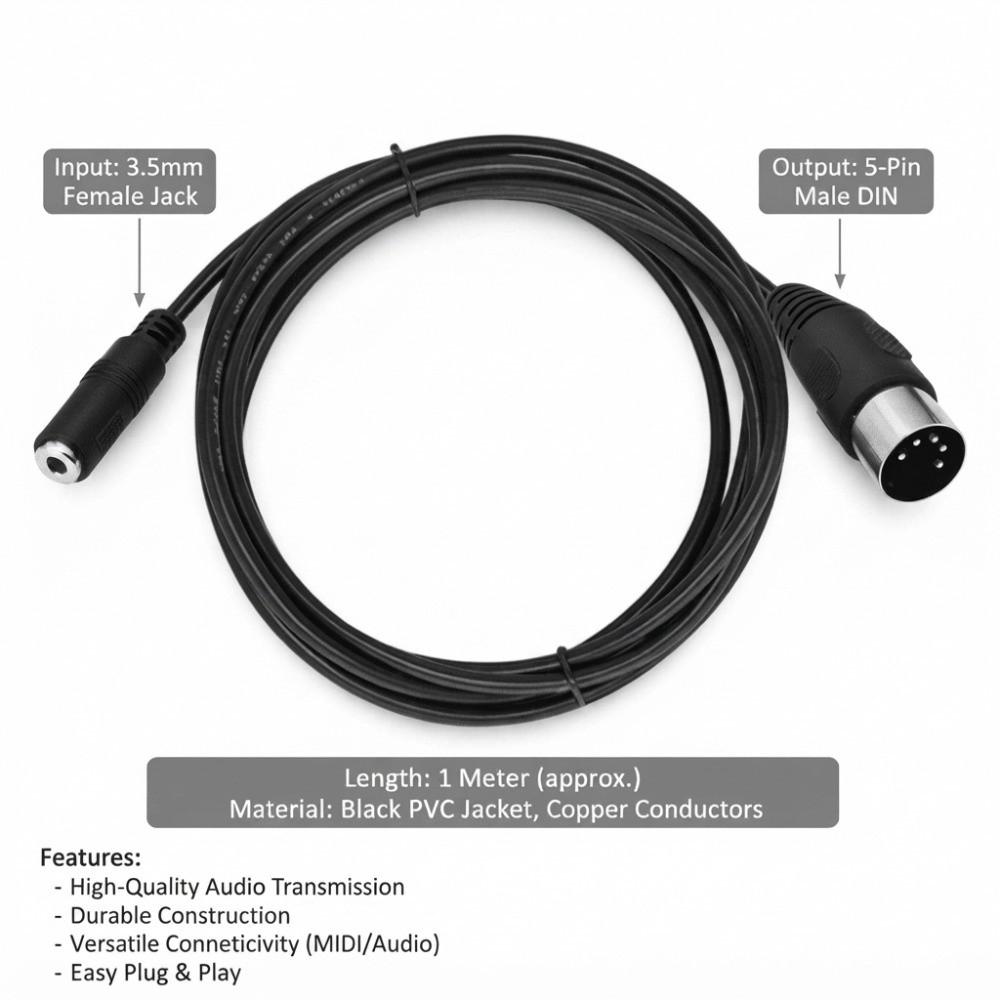 Stereo Jack 3.5mm Stereo Jack Audio Cable DIN5P Male Audio Adapter Cord  Plug Conversion