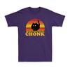 Chonk Black Cat Animals Lovers Sunset Vintage Funny Gift Unisexs Cotton TShirt