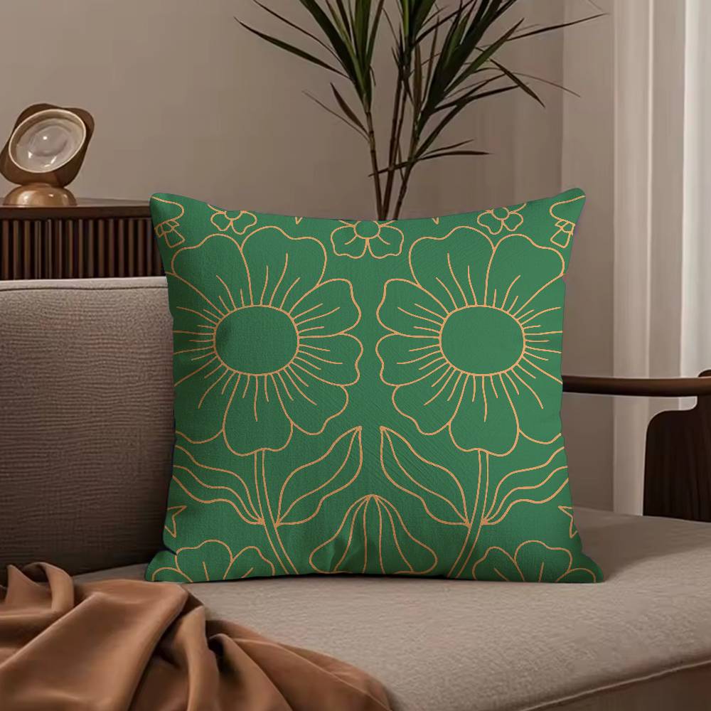 ART Bohemia Green Classic Pillow Case Anti-dustmite Pillowcase Invisible zipper silky short plush Sofa cushion cover