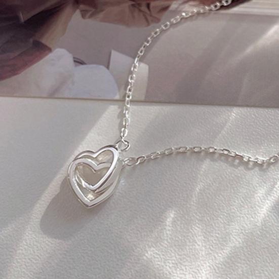 Yousheng Women Bracelet Connected Heart Pendant Adjustable Length Lobster Clip Romantic Love Symbolization Valentines Day Gift Lady Wrist Jewelry