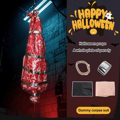 60 Zoll Hängende Leiche Totes Opfer Requisiten Gruselige Falsche Leiche in Tasche Aufblasbare Hängende Leiche für Halloween Innen Außen Spukhaus Deko