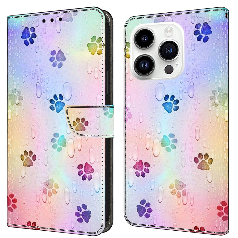 For iPhone 16 Pro Leather Case Pattern Printing Wallet Stand Flip Phone Cover