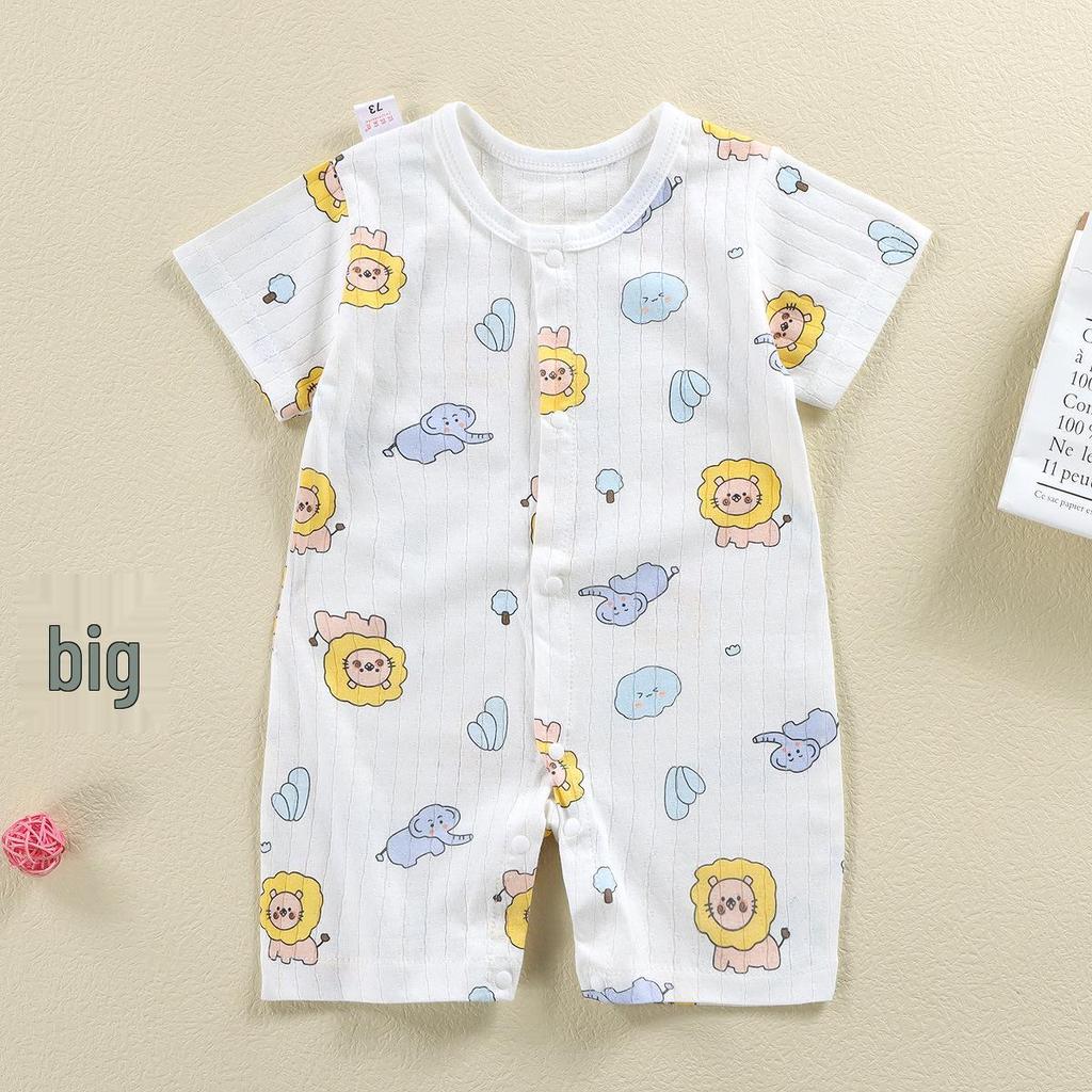 Newborn Cotton Short Sleeve Summer Romper: Open-Front Bodysuit for Boys & Girls