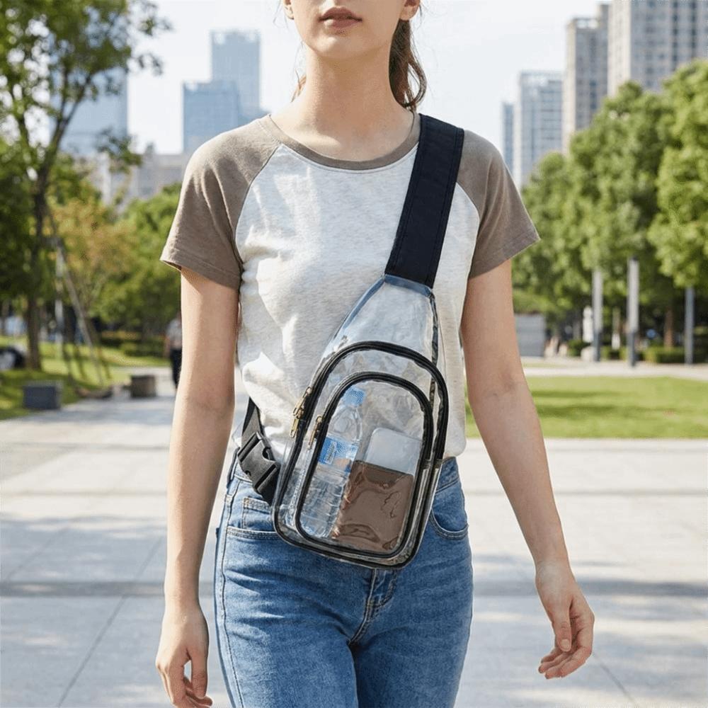 Lightweight Transparent Crossbody Bag Large Capacity PVC Shoulder Bag Clear Chest Bag Travel