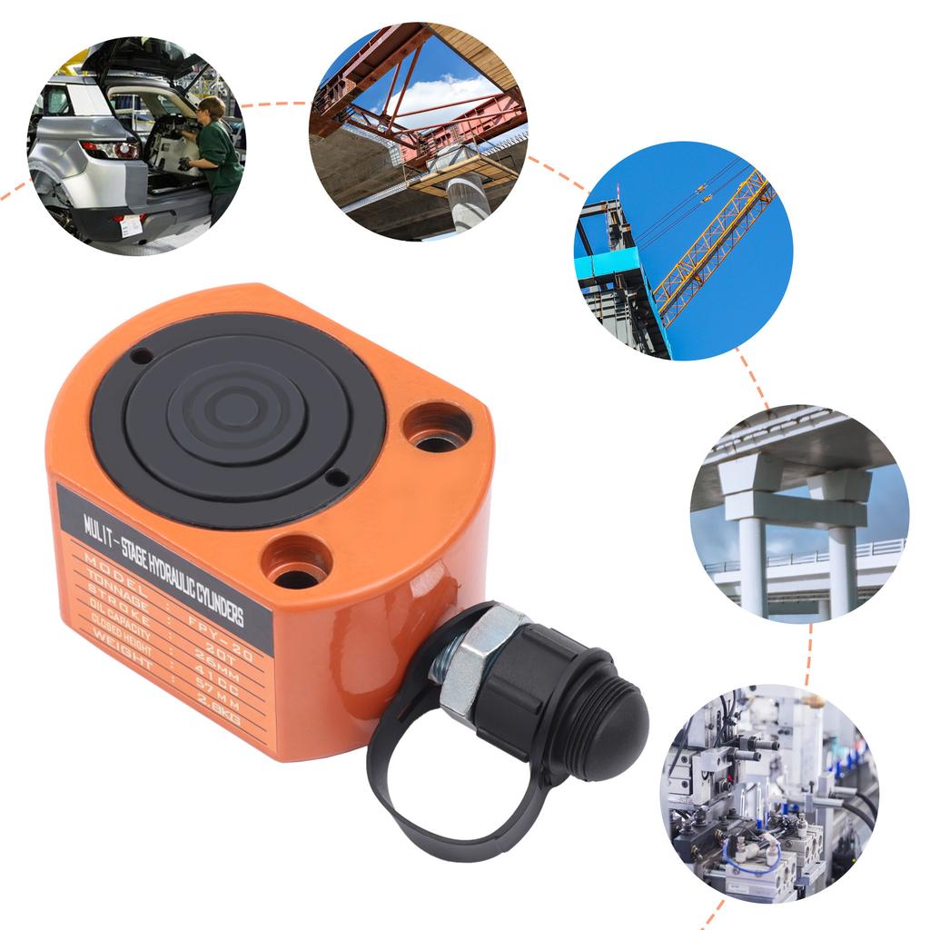 20T Hydraulic Cylinder Jack Mini Hydraulic Ram Multi-Acting Low Profile Lifting Cylinders for Machinery Shipbuilding