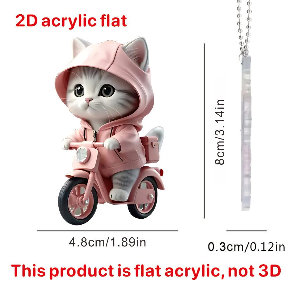 

Creative 2d Acrylic Keychain Cute Driving Cat Pendant Home Tree Window Hanging Decor Gift Pet Lover Car Backpack Animal Ornamen