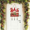 Festive Hanging Ornament Merry Christmas Wooden Wall Door Sign with Bells, Rustic Santa Snowman Indoor Holiday Party Supplies Tree Reindeer Decorative