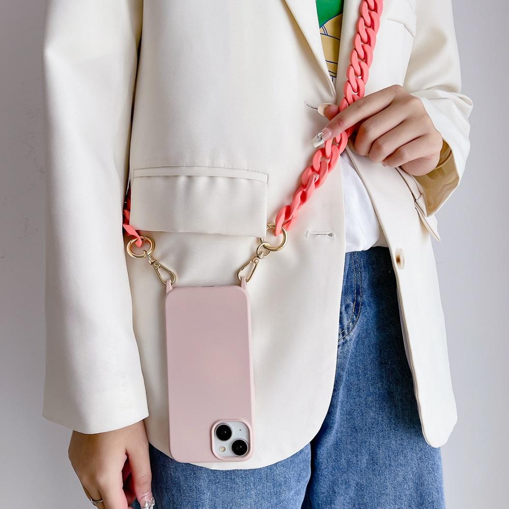 Colour Acrylic Chain Crossbody Shockproof Lanyard Phone Case For iPhone 15 16 pro 13 12 11 14 Pro Max Hand Chain Clear Cover