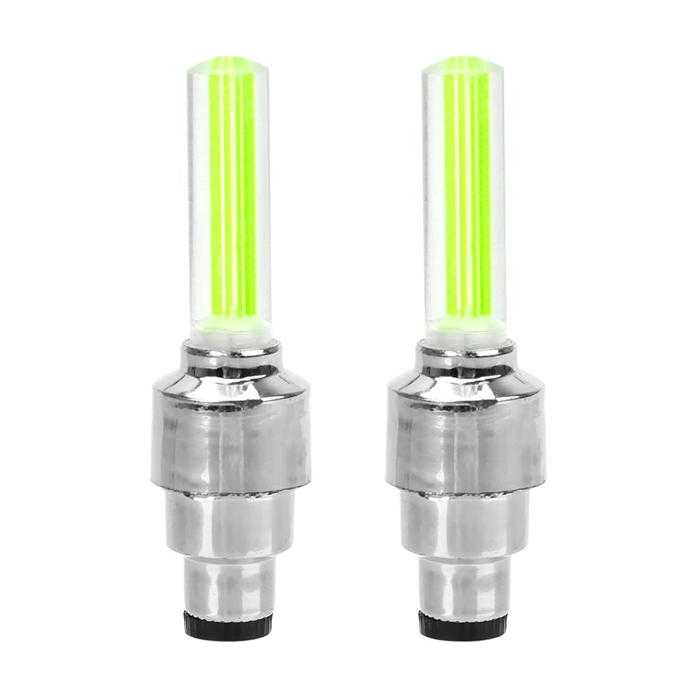 2pcs LED Light Car Tire Valve Cap Decorative Lantern Mountain Bike Light Wheel Spokes Lamp Decoration Light Stick Type Neon Lamp