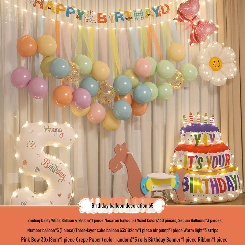 Xiaohongshu First Birthday Balloon Decoration Set for Boys and Girls: Party Background Scene Arrangement