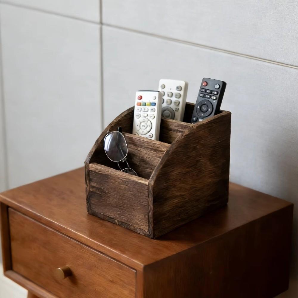Multi-Slot Wooden Desktop Organizer Wooden Remote Holder  Office Organizer