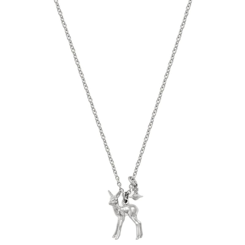 Vivienne Westwood Monette Saturn deer-shaped pendant necklace, same style for men and women, silver 630203I3-02P019