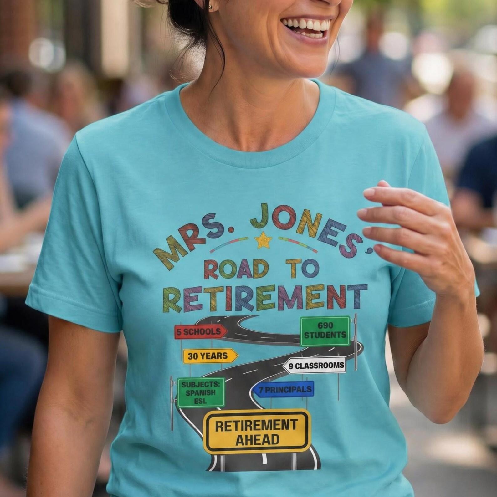 Career Stats Teacher Retirement T-Shirt: Custom Retirement Party Shirt with Personalized Teaching Milestones Educator Colleague Gift XL